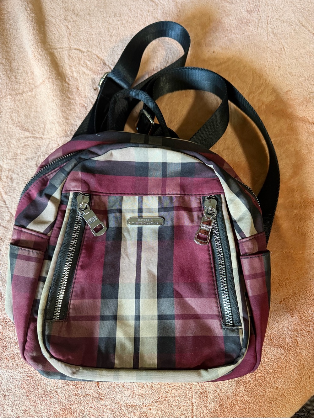 Plaid Mini Backpack - Burgundy Plaid